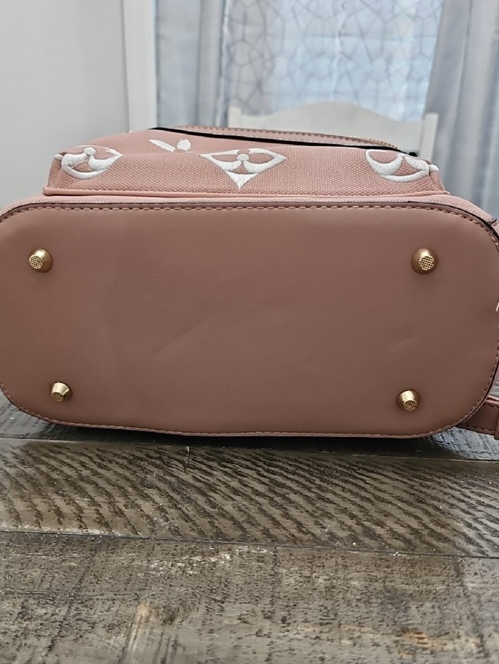 Pink Embossed Backpack with Matching Wallet - Picture 6 of 8